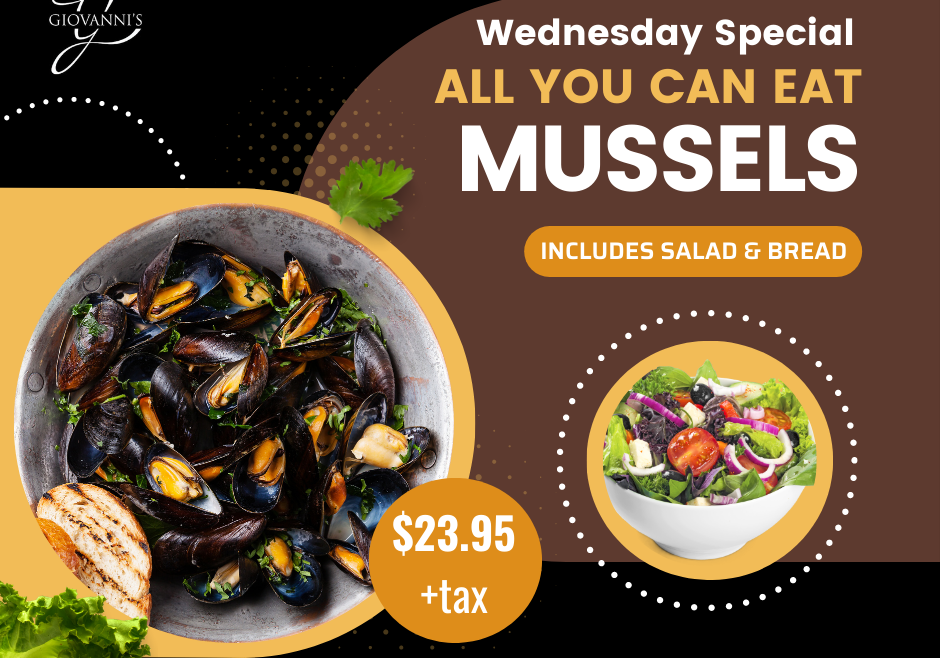 Wednesday special all you can eat mussels.